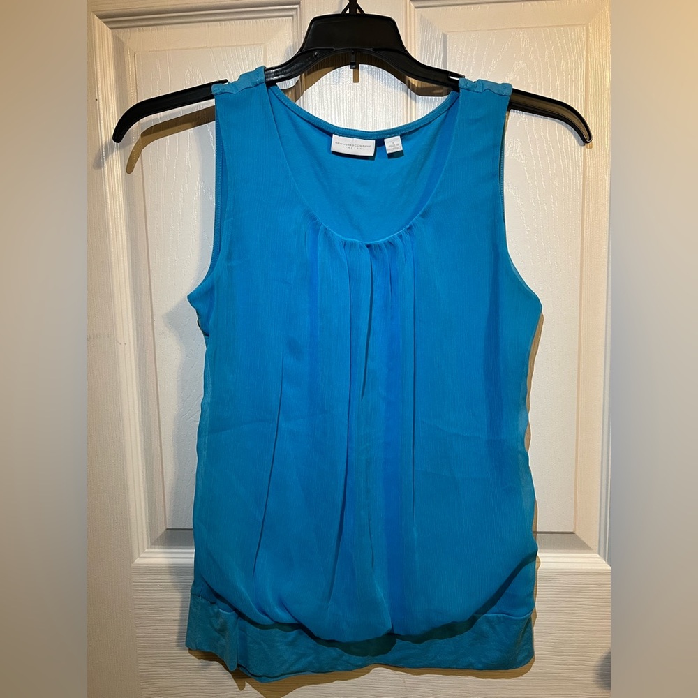 Blue double lined sleeveless blouse